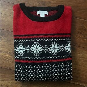 Charter Club boys Sweater in Red and Black with Snowflake Pattern